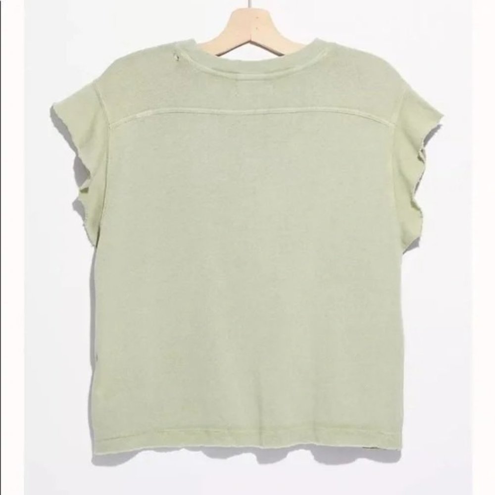 FREE PEOPLE Warrior Distresssed T-Shirt in Sage - NWT - Small - Picture 3 of 4